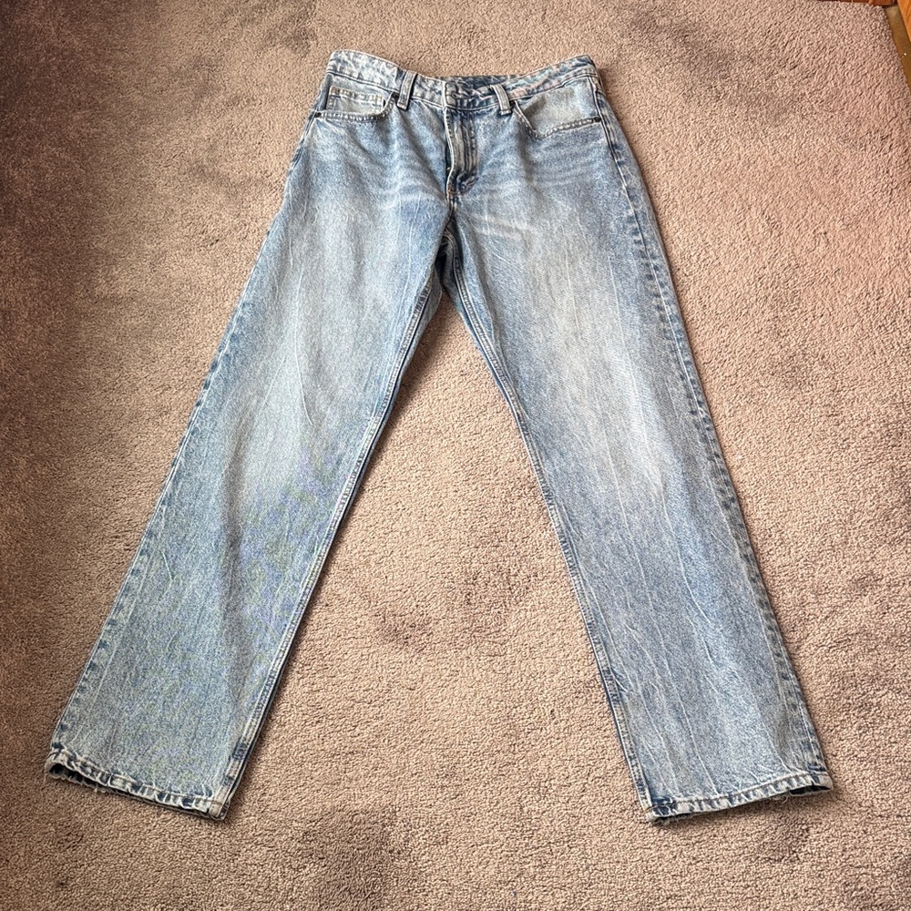 &Denim Mid Rise Straight Leg Blue Jeans SIZE 8 Classic Regular Fit